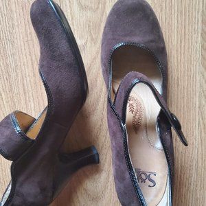 Sofft Shoes Womens Brown Suede Mary Jane Pump Heels Buckle - Size 9M